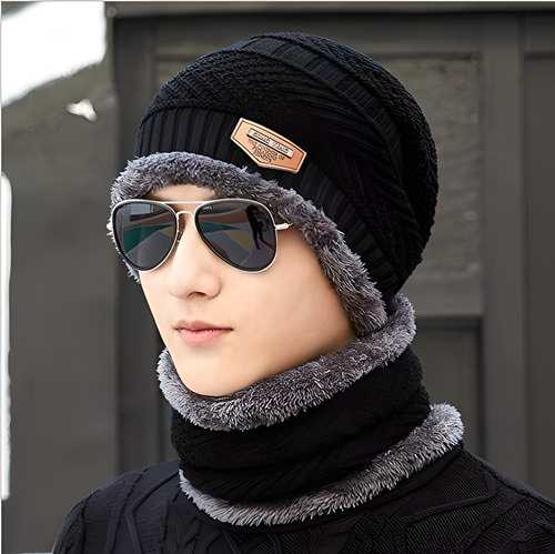 Ultra Soft Unisex Woolen Beanie Cap Plus Neck Scarf