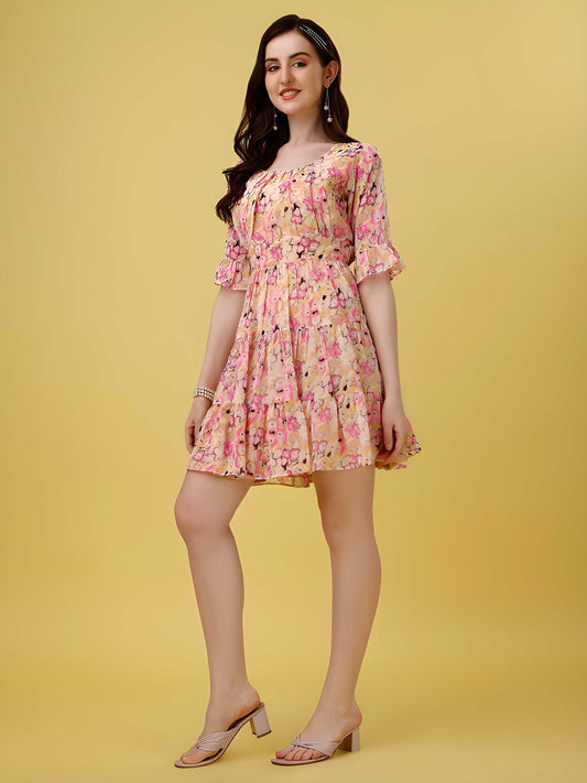 Women's Printed A-Line Short Dress